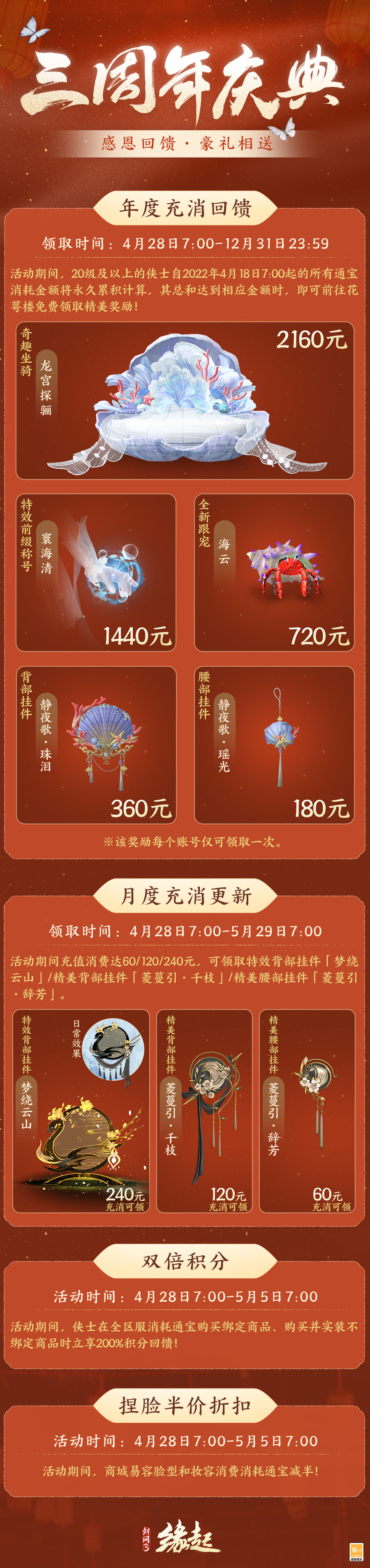 碧海潮生明珠璨,锦绣同庆《剑网3缘起》三周年庆典